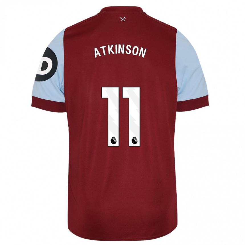 キッズフットボールイジー・アトキンソン#11マルーンホームシャツ2023/24ジャージーユニフォーム