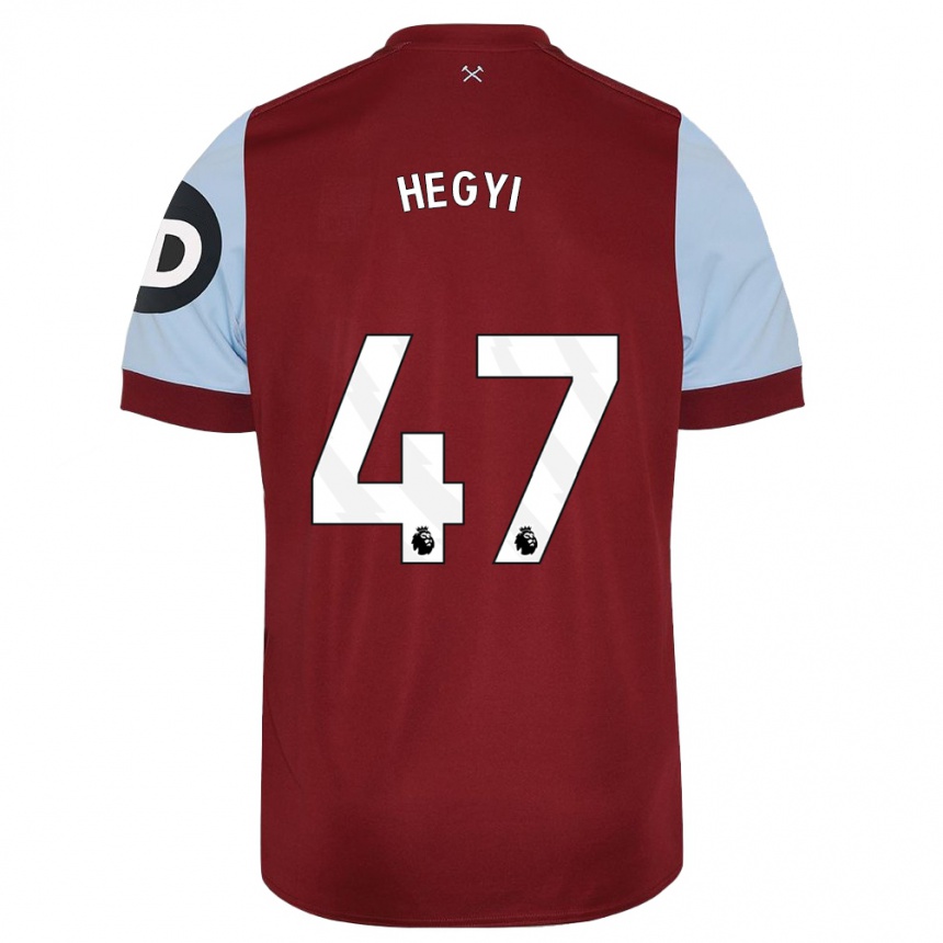 キッズフットボールクリスティアン・ヘギ#47マルーンホームシャツ2023/24ジャージーユニフォーム