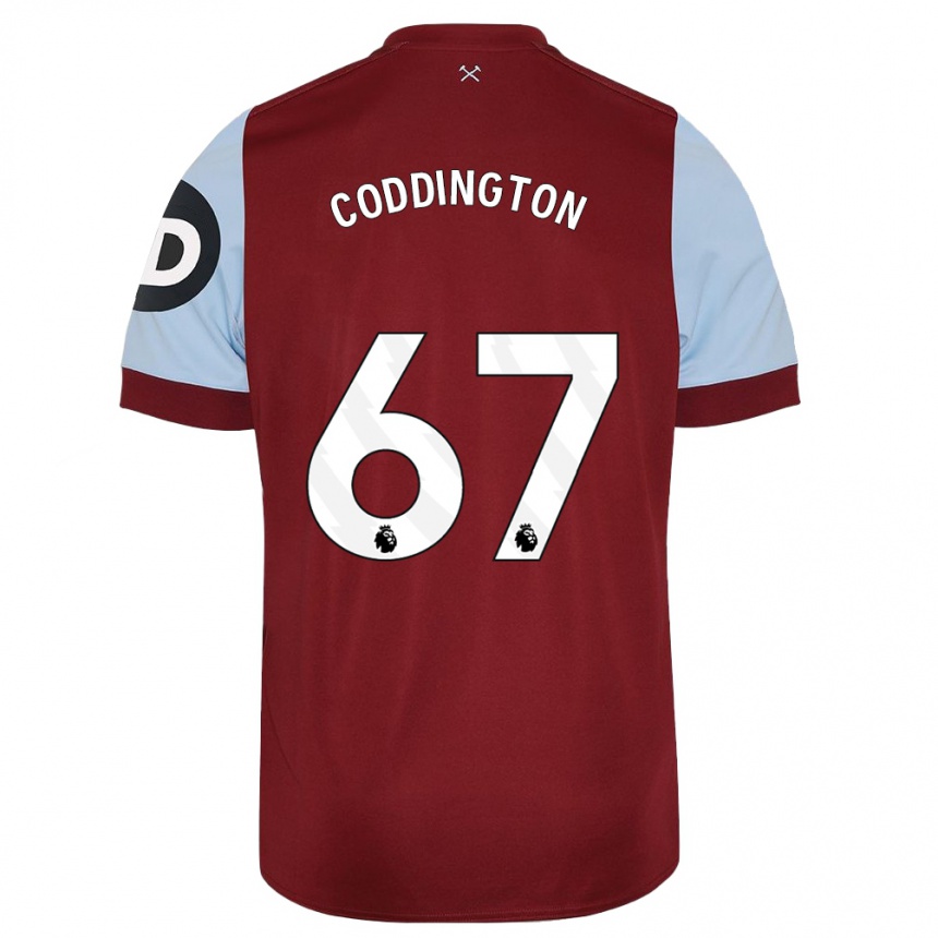 キッズフットボールレミー・コディントン#67マルーンホームシャツ2023/24ジャージーユニフォーム