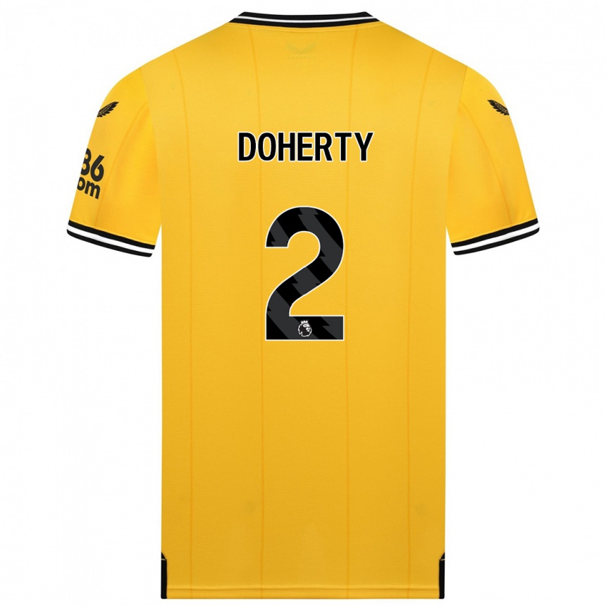 キッズフットボールマット・ドハーティ#2黄色ホームシャツ2023/24ジャージーユニフォーム
