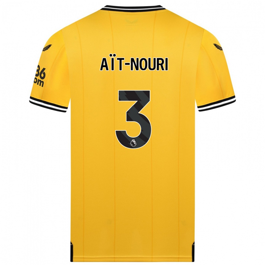 キッズフットボールライアン・アイト＝ヌーリ#3黄色ホームシャツ2023/24ジャージーユニフォーム