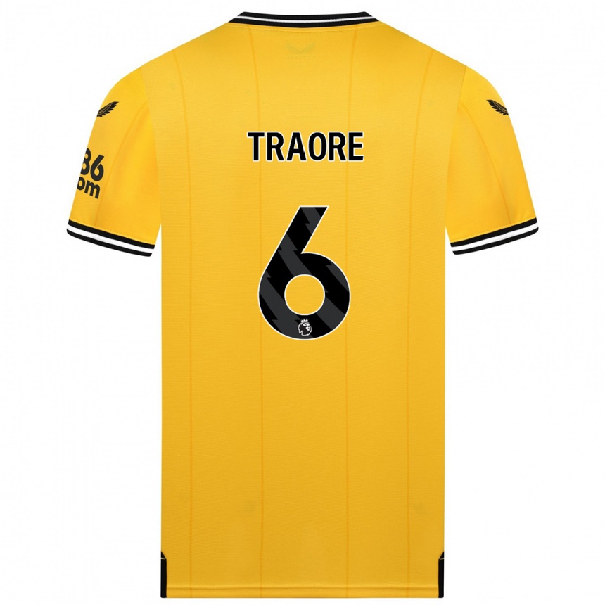 キッズフットボールブバカール トラオレ#6黄色ホームシャツ2023/24ジャージーユニフォーム
