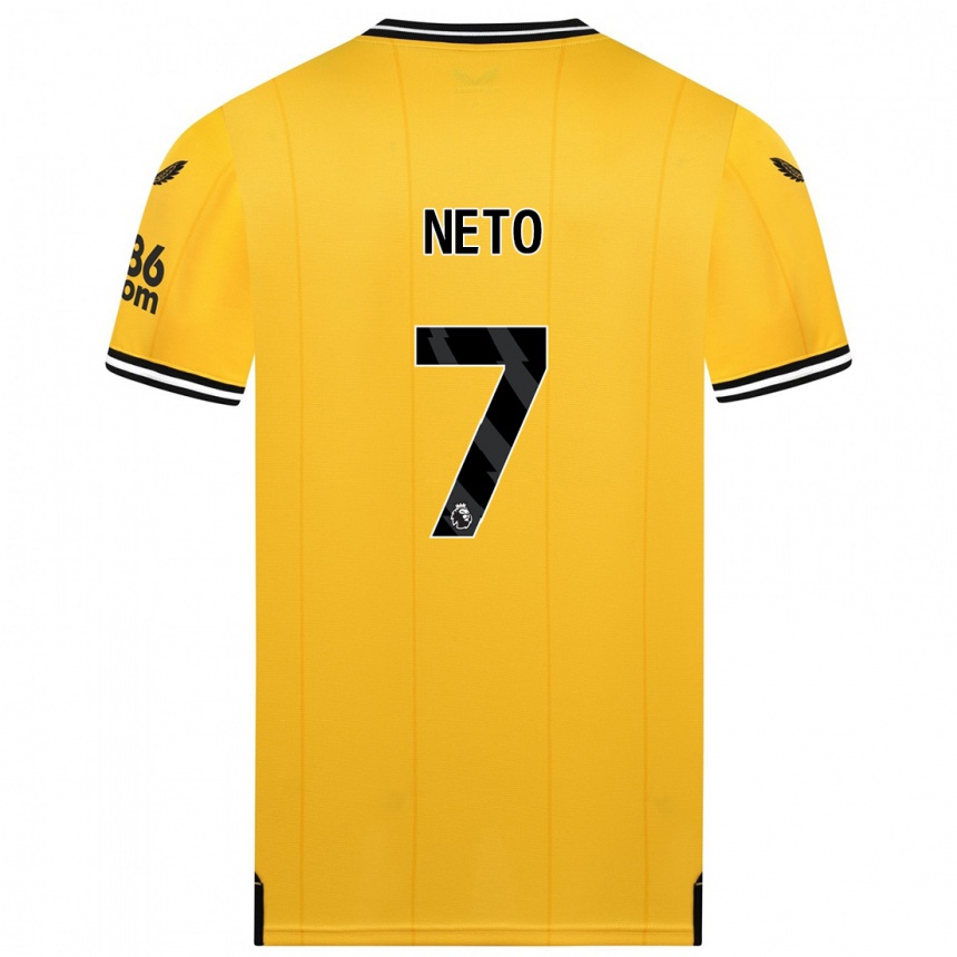 キッズフットボールペドロ・ネト#7黄色ホームシャツ2023/24ジャージーユニフォーム
