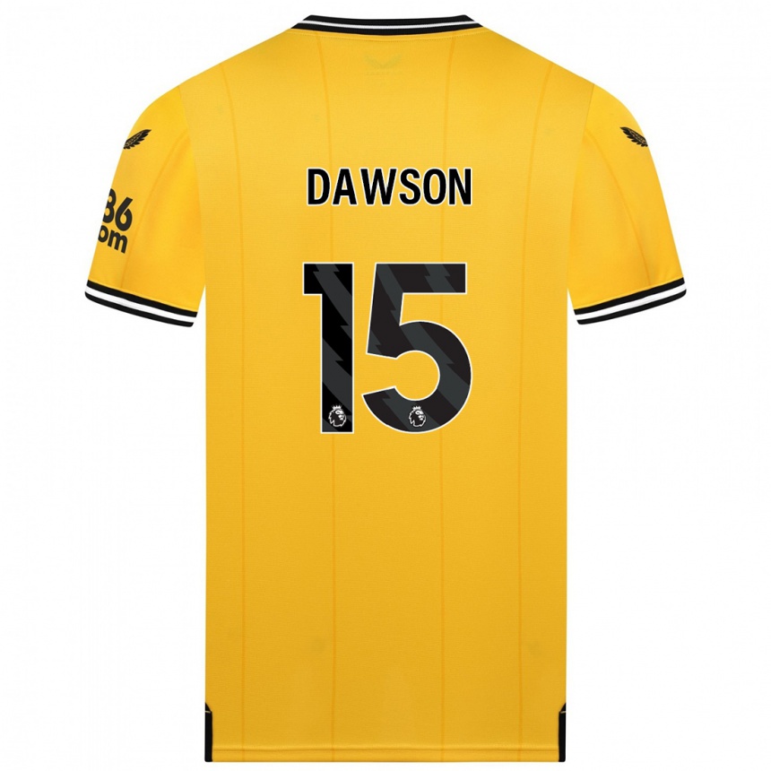 キッズフットボールクレイグ・ドーソン#15黄色ホームシャツ2023/24ジャージーユニフォーム