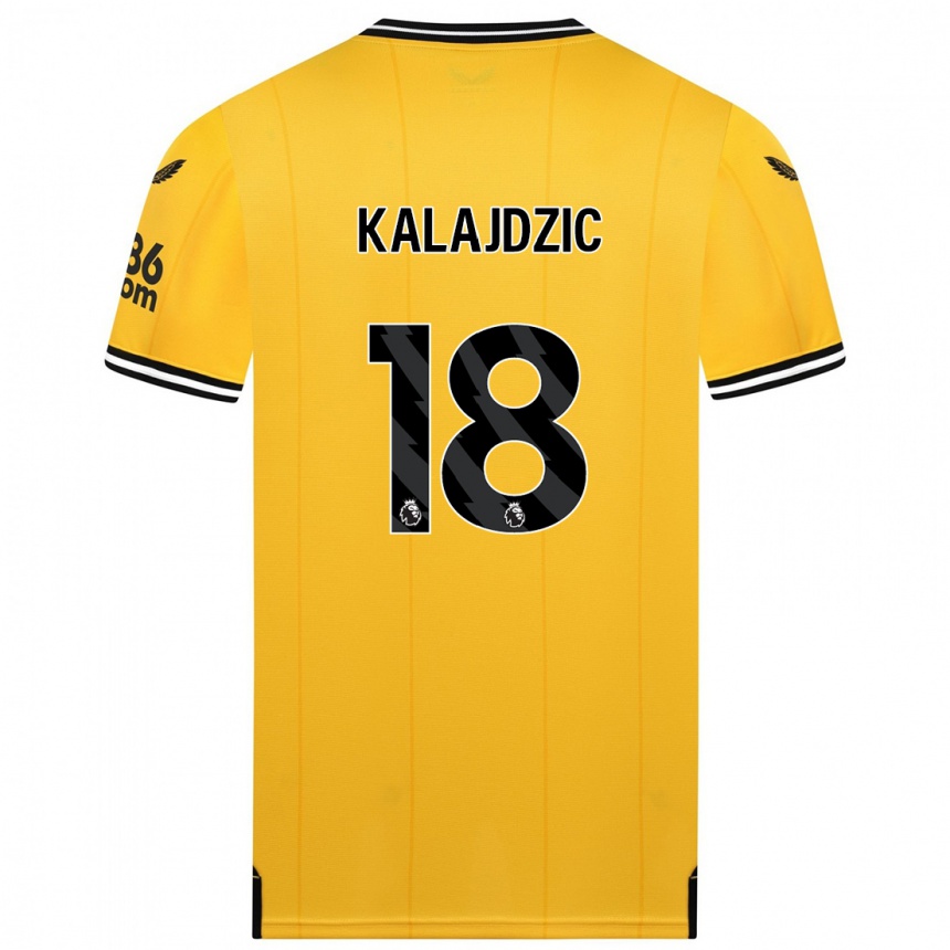 キッズフットボールサーシャ・カライジッチ#18黄色ホームシャツ2023/24ジャージーユニフォーム