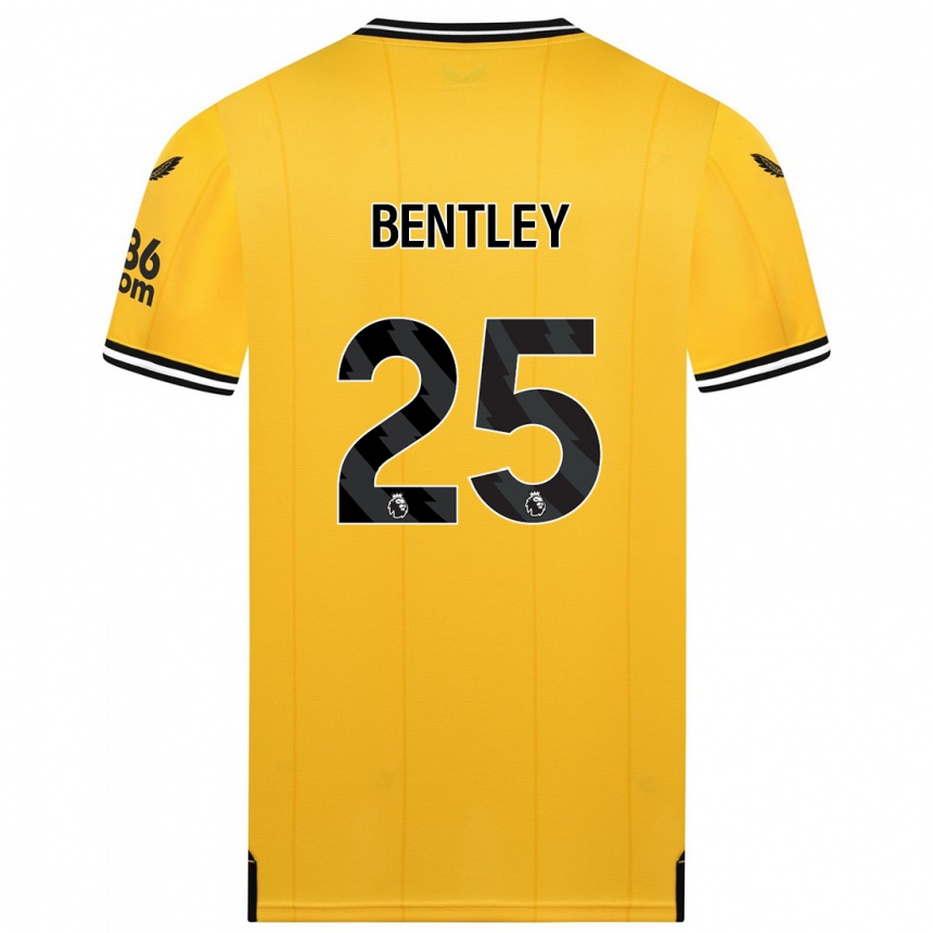 キッズフットボールダニエル・ベントレー#25黄色ホームシャツ2023/24ジャージーユニフォーム