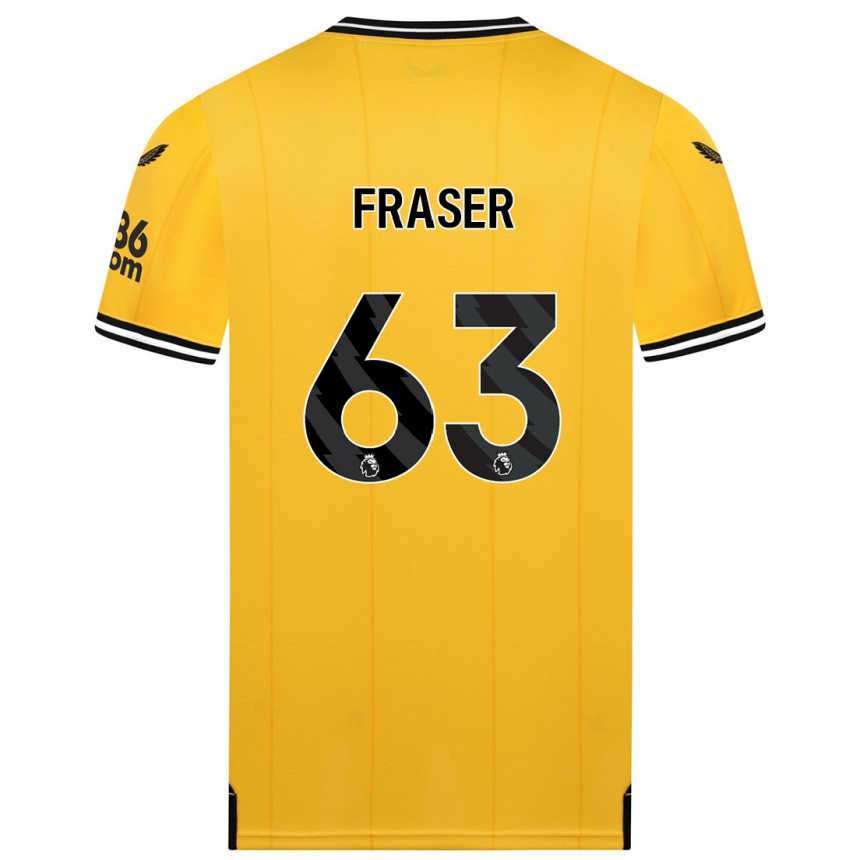 キッズフットボールネイサン・フレイザー#63黄色ホームシャツ2023/24ジャージーユニフォーム