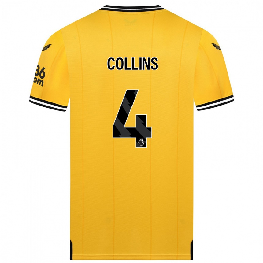 キッズフットボールネイサン・コリンズ#4黄色ホームシャツ2023/24ジャージーユニフォーム