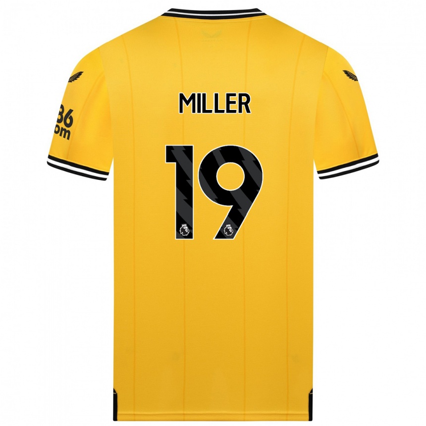 キッズフットボールアリ・ミラー#19黄色ホームシャツ2023/24ジャージーユニフォーム