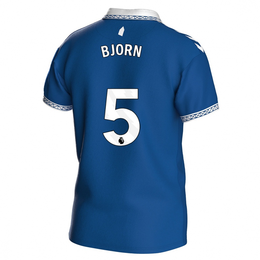 キッズフットボールナタリー・ビョルン#5ロイヤルブルーホームシャツ2023/24ジャージーユニフォーム