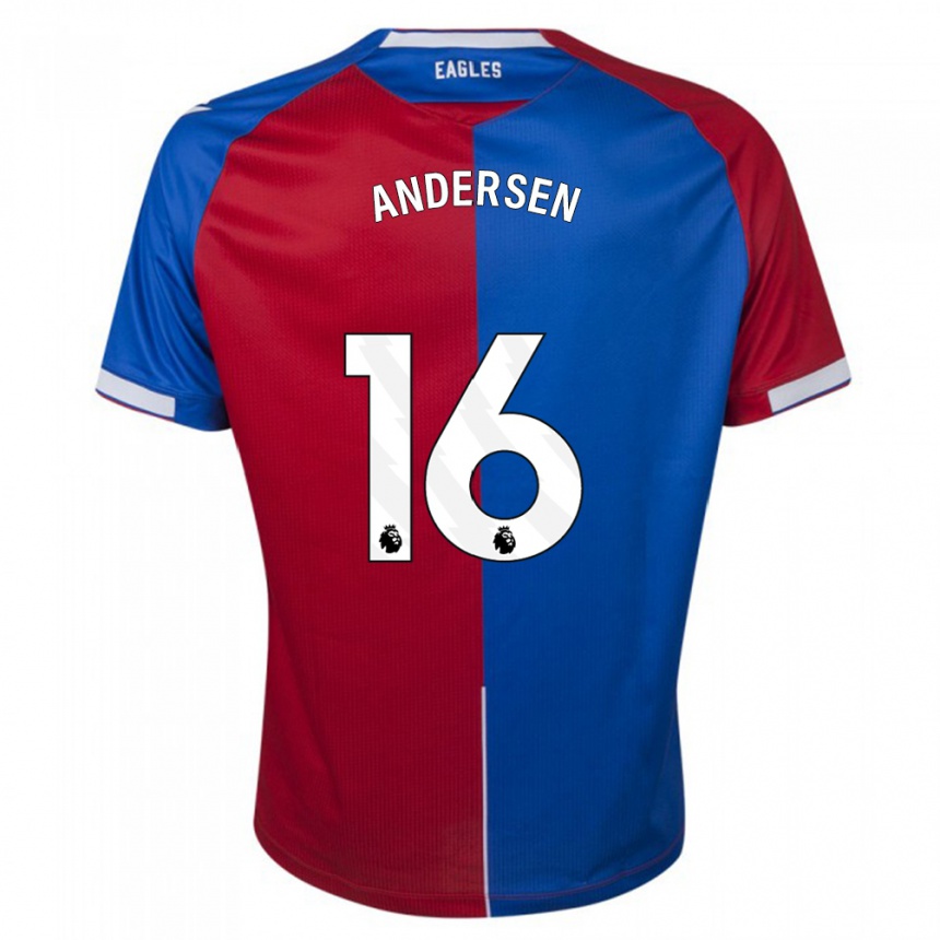 キッズフットボールヨアキム・アンデルセン#16赤青ホームシャツ2023/24ジャージーユニフォーム