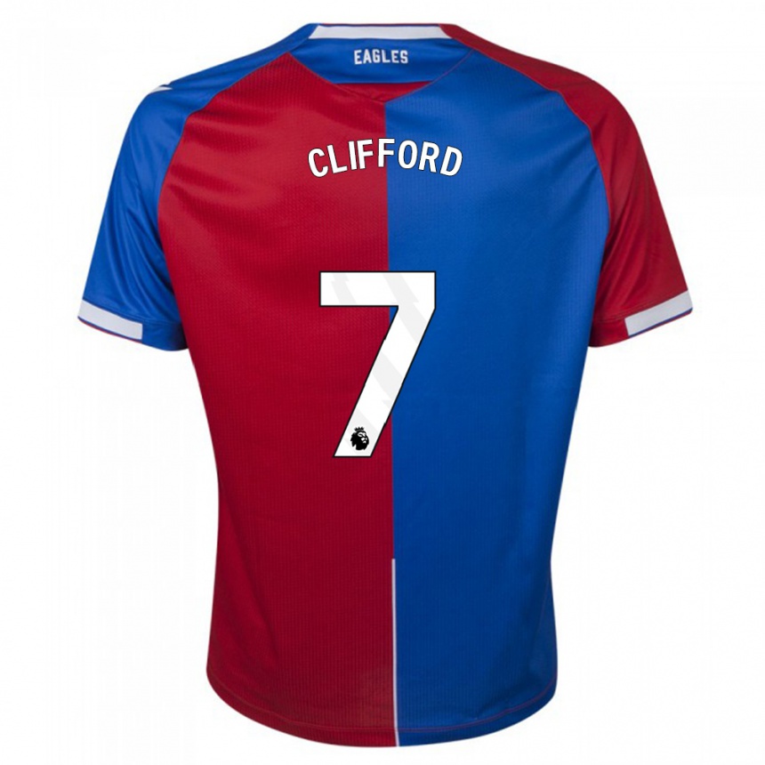 キッズフットボールチャーリー・クリフォード#7赤青ホームシャツ2023/24ジャージーユニフォーム
