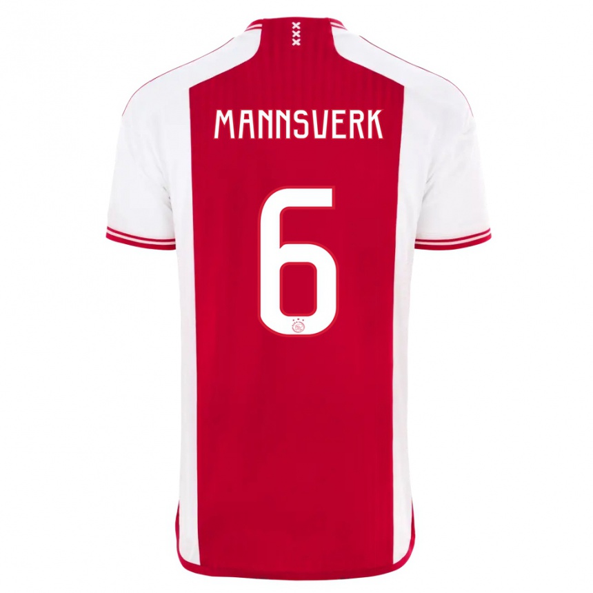 キッズフットボールシヴェルト・マンスヴェルク#6赤白ホームシャツ2023/24ジャージーユニフォーム