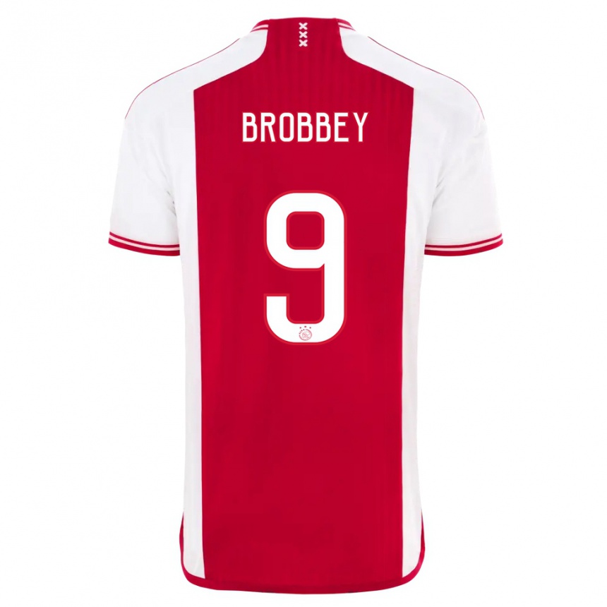 キッズフットボールブライアン・ブロビー#9赤白ホームシャツ2023/24ジャージーユニフォーム