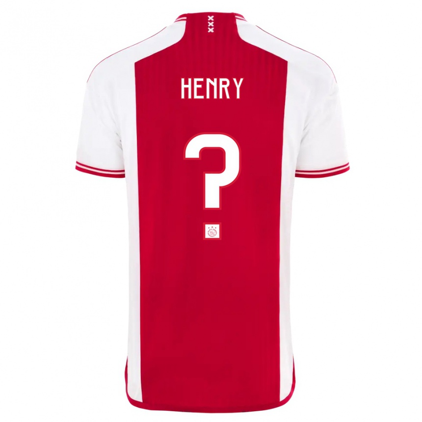 キッズフットボールアルヴァロ・ヘンリー#0赤白ホームシャツ2023/24ジャージーユニフォーム
