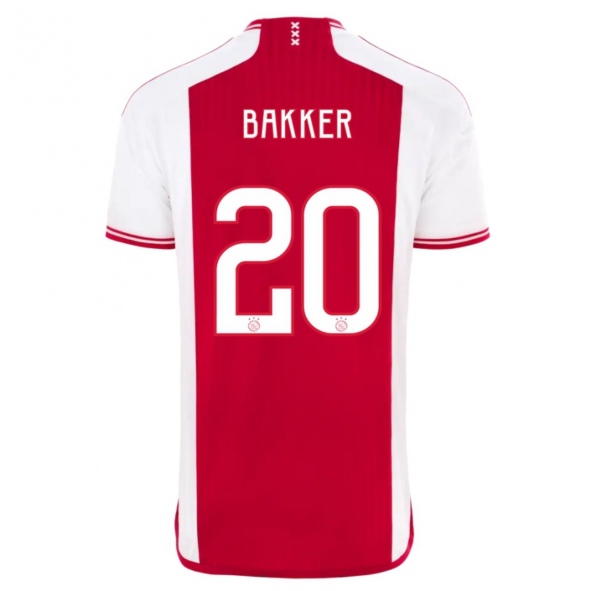 キッズフットボールエシュリー・バッカー#20赤白ホームシャツ2023/24ジャージーユニフォーム