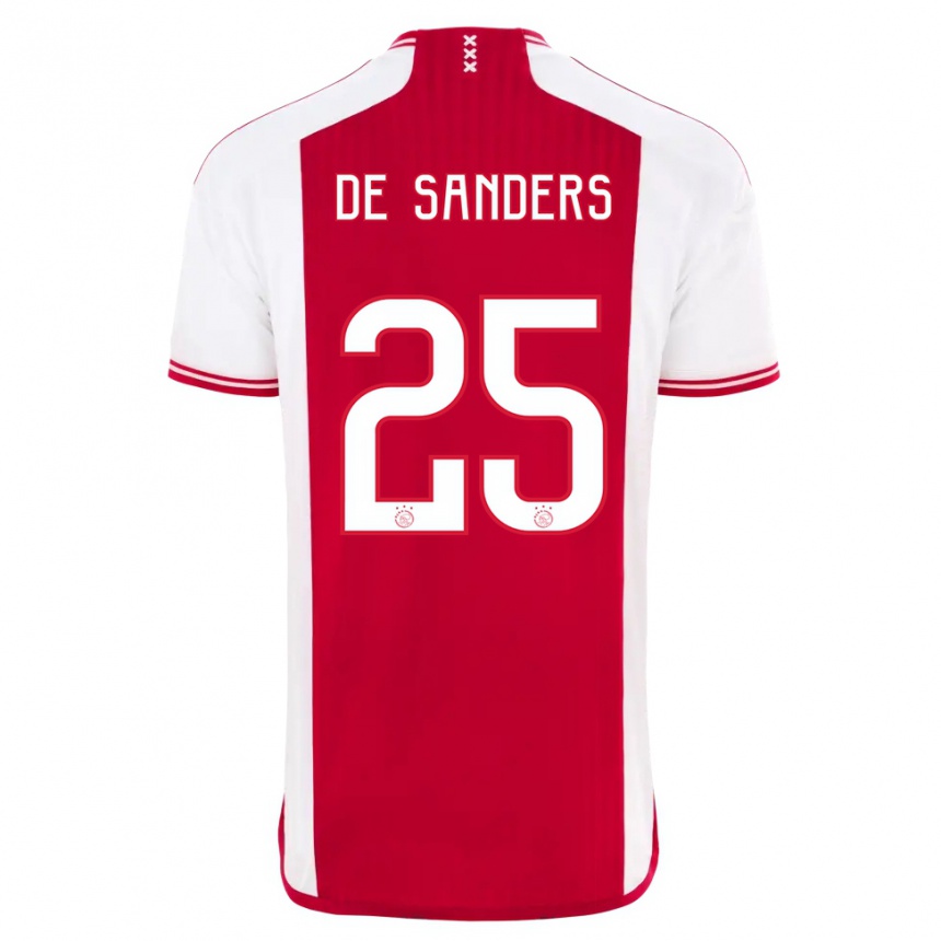 キッズフットボールケイ・リー・デ・サンダース#25赤白ホームシャツ2023/24ジャージーユニフォーム