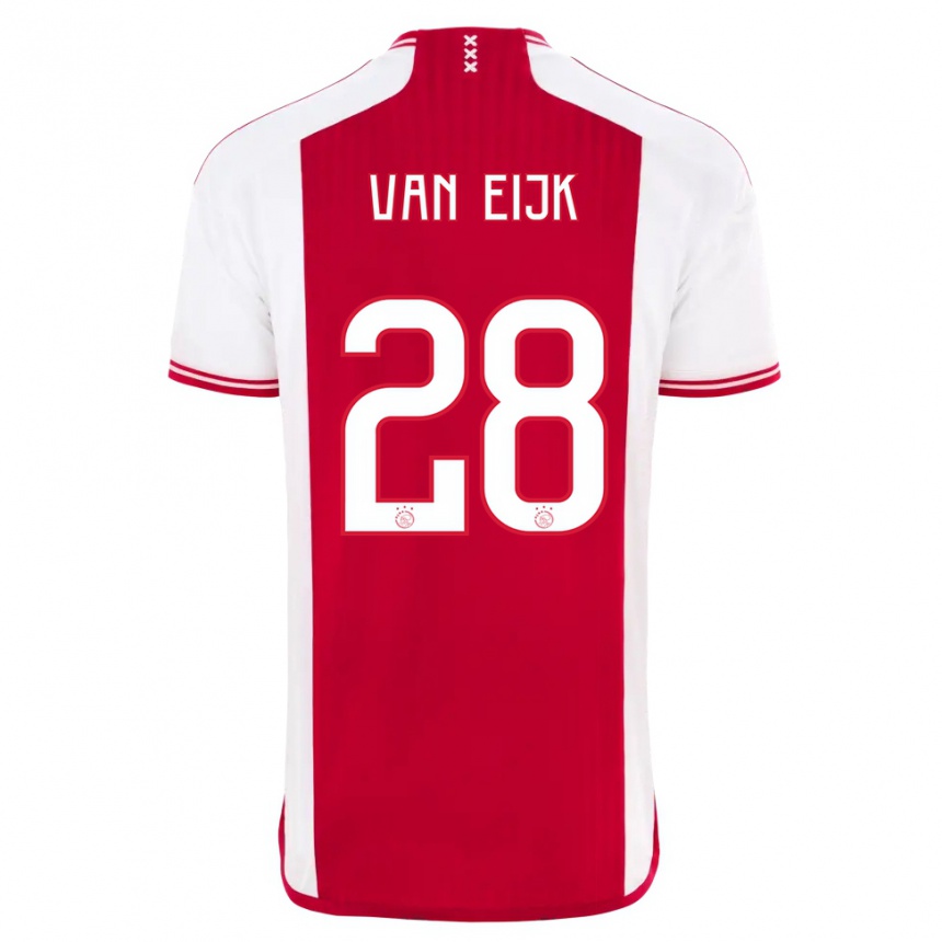 キッズフットボールレジーナ・ファン・エイク#28赤白ホームシャツ2023/24ジャージーユニフォーム