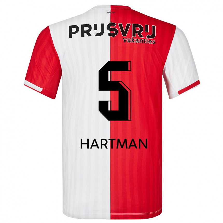 キッズフットボールクイリンシー・ハートマン#5赤白ホームシャツ2023/24ジャージーユニフォーム