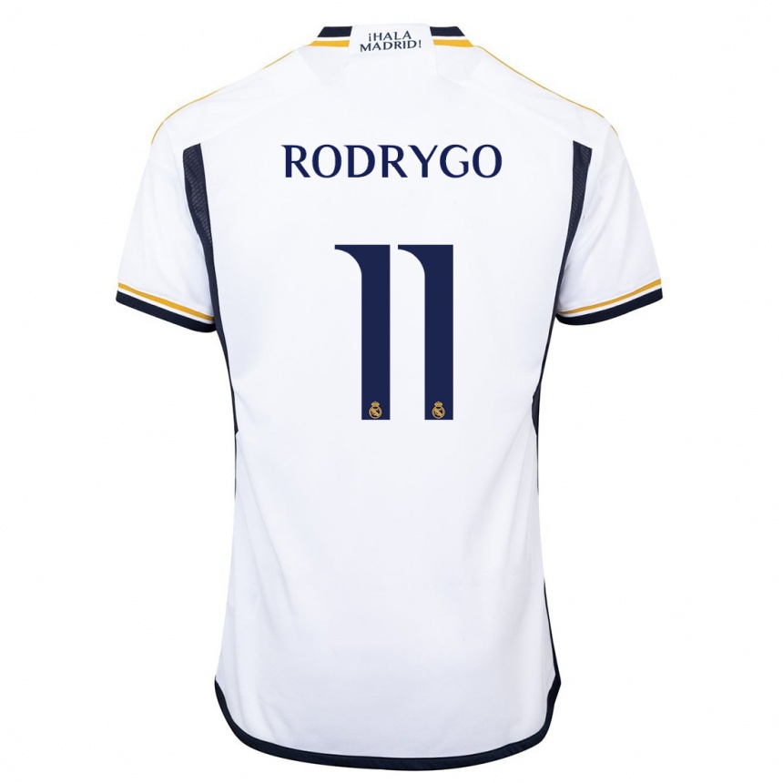 キッズフットボールロドリゴ・シウバ・デ・ゴエス#11白ホームシャツ2023/24ジャージーユニフォーム