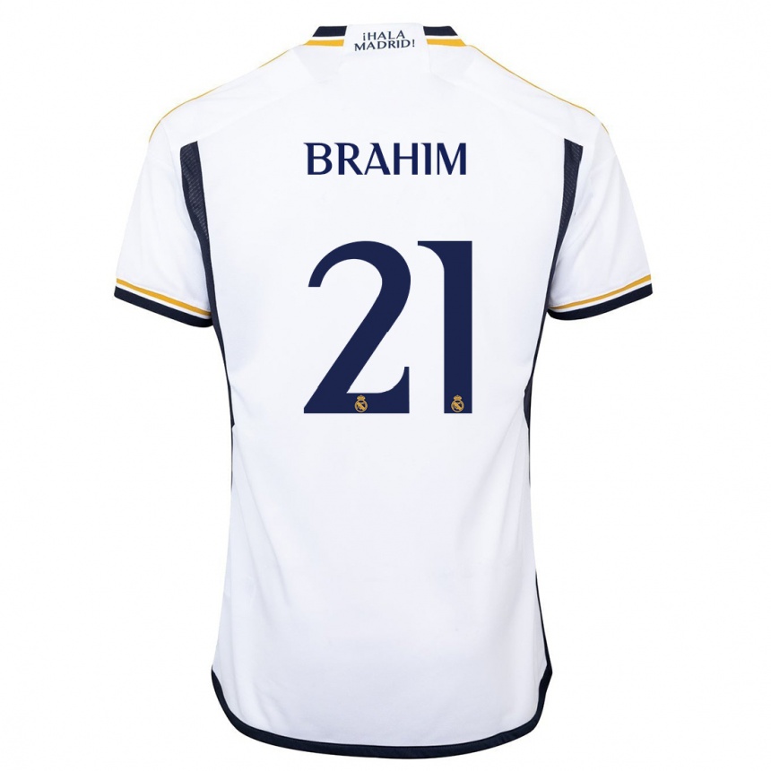 キッズフットボールブラヒム・ディアス#21白ホームシャツ2023/24ジャージーユニフォーム