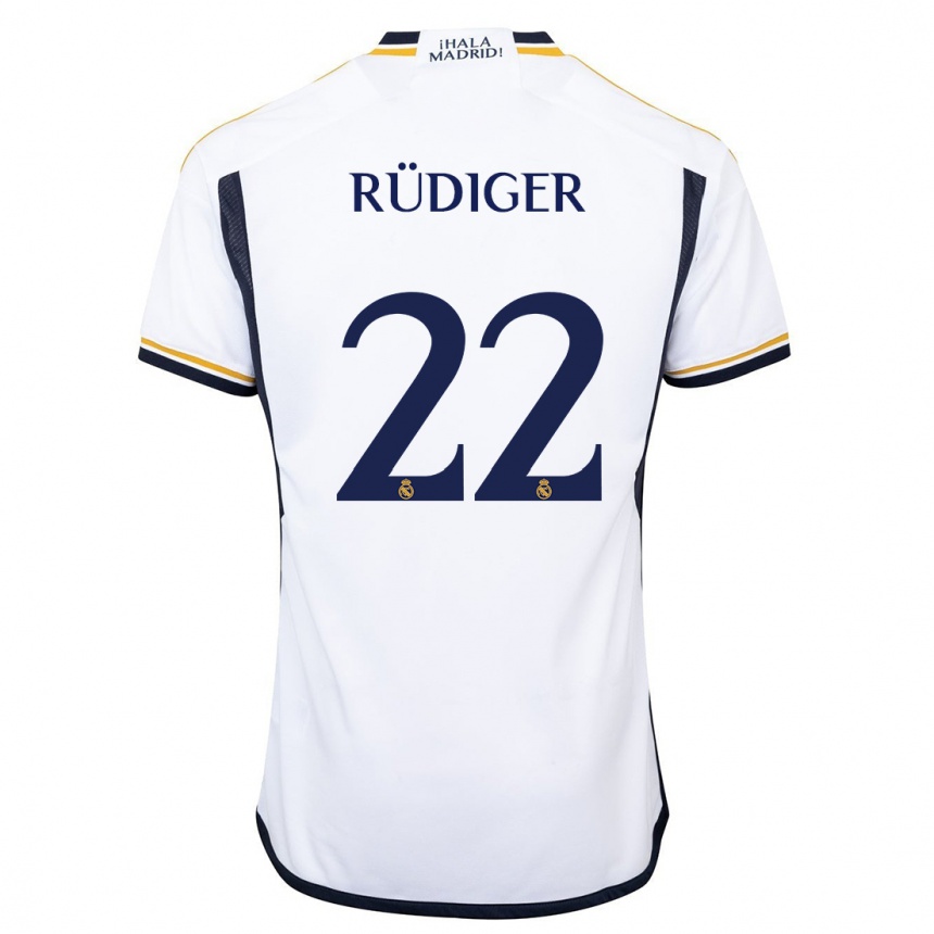 キッズフットボールアントニオ・リュディガー#22白ホームシャツ2023/24ジャージーユニフォーム