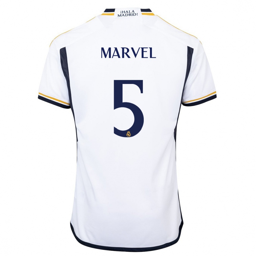 キッズフットボールマーベル・シネマティック・ユニバース#5白ホームシャツ2023/24ジャージーユニフォーム