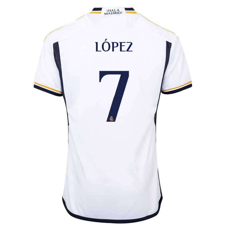 キッズフットボールノエル・ロペス#7白ホームシャツ2023/24ジャージーユニフォーム