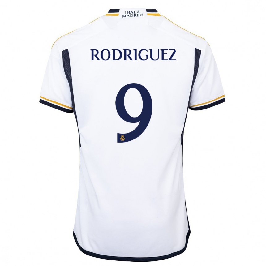 キッズフットボールアルバロ・ロドリゲス#9白ホームシャツ2023/24ジャージーユニフォーム