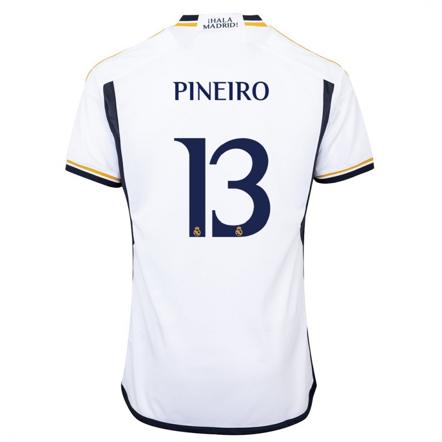 キッズフットボールディエゴ・ピニェイロ#13白ホームシャツ2023/24ジャージーユニフォーム