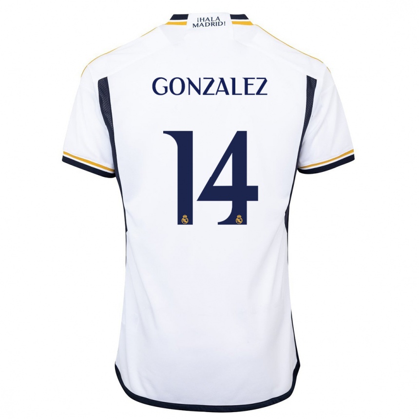 キッズフットボールデビッド・ゴンザレス#14白ホームシャツ2023/24ジャージーユニフォーム