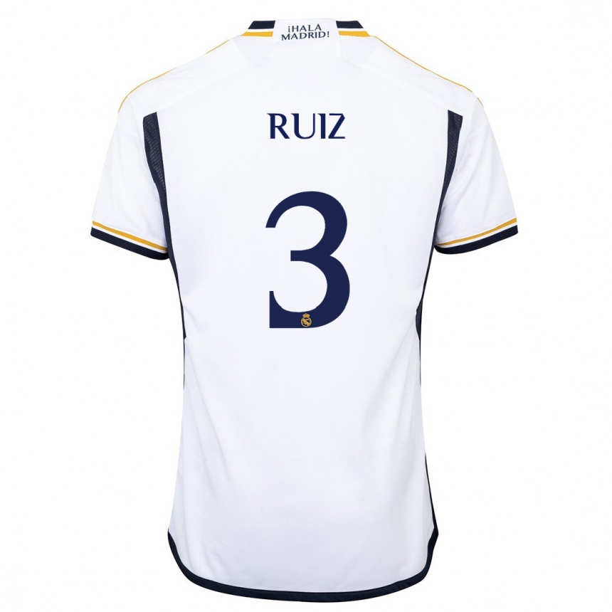 キッズフットボールデイビット・ルイズ#3白ホームシャツ2023/24ジャージーユニフォーム
