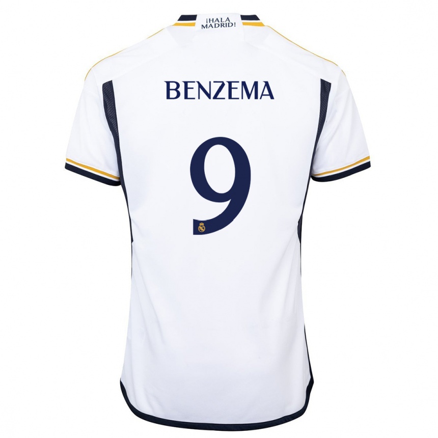 キッズフットボールカリム・ベンゼマ#9白ホームシャツ2023/24ジャージーユニフォーム