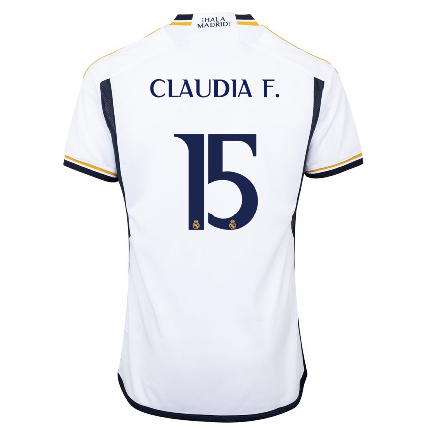 キッズフットボールクラウディア・フロレンティーノ#15白ホームシャツ2023/24ジャージーユニフォーム