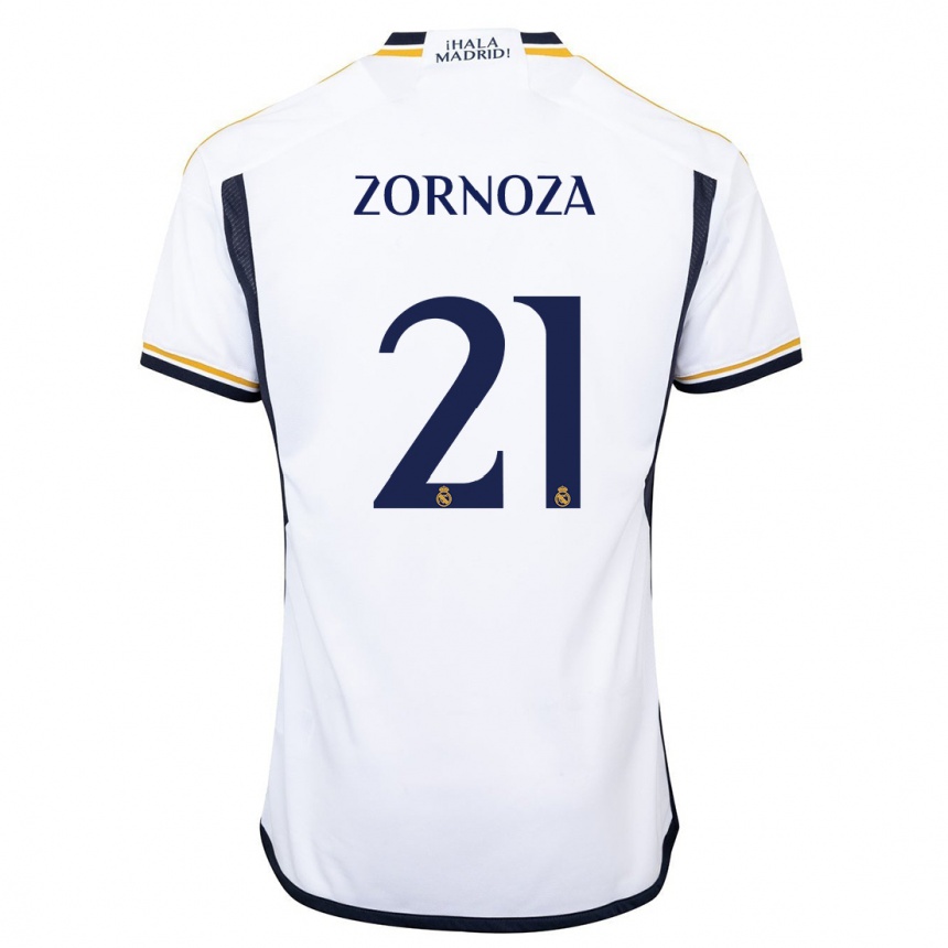 キッズフットボールクラウディア・ゾルノザ#21白ホームシャツ2023/24ジャージーユニフォーム