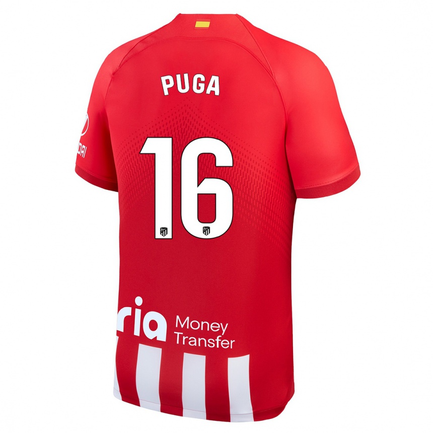 キッズフットボールカルロス・プーガ#16赤白ホームシャツ2023/24ジャージーユニフォーム