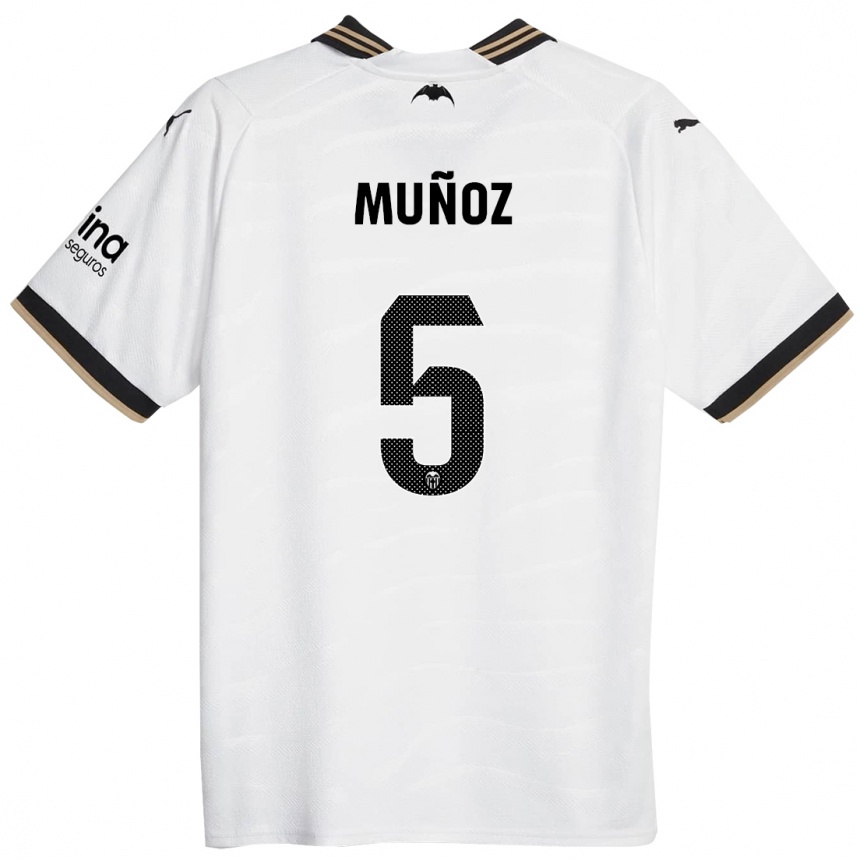 キッズフットボールイワン・ムニョス#5白ホームシャツ2023/24ジャージーユニフォーム
