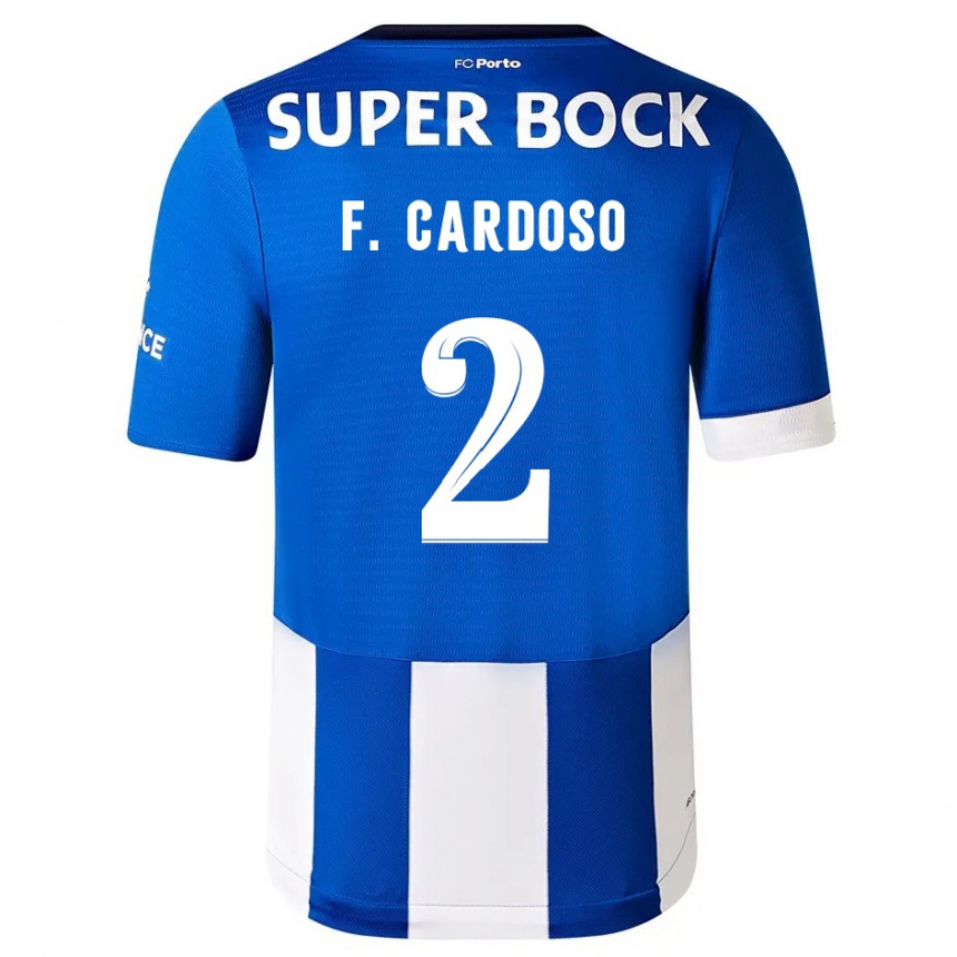 キッズフットボールファビオ・カルドーゾ#2ブルーホワイトホームシャツ2023/24ジャージーユニフォーム