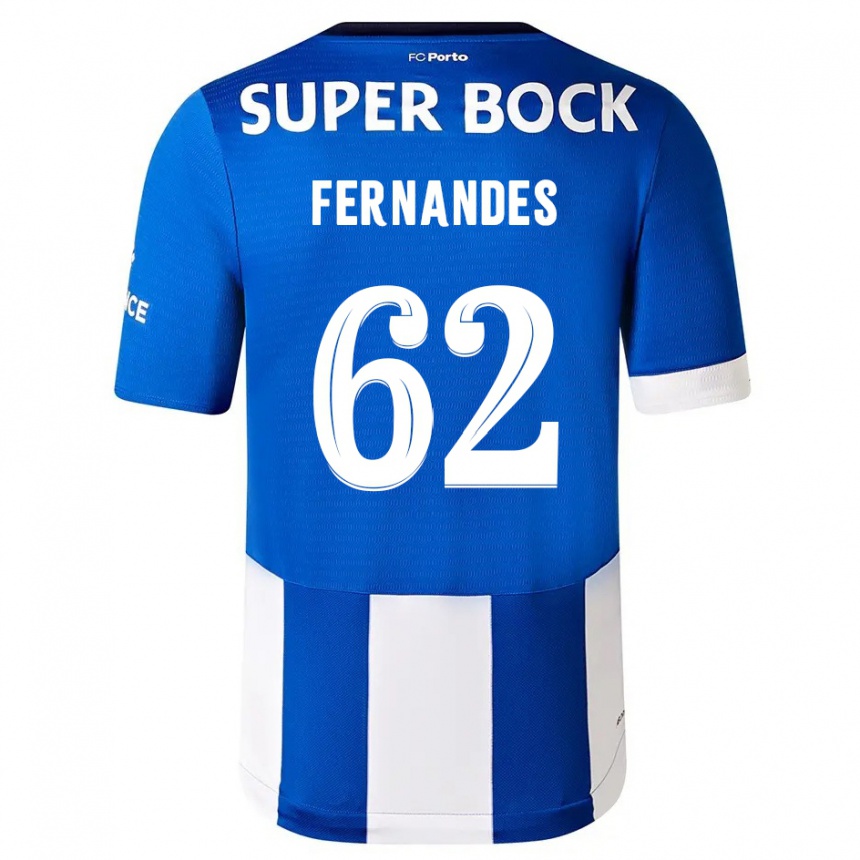キッズフットボールロドリゴ・フェルナンデス#62ブルーホワイトホームシャツ2023/24ジャージーユニフォーム