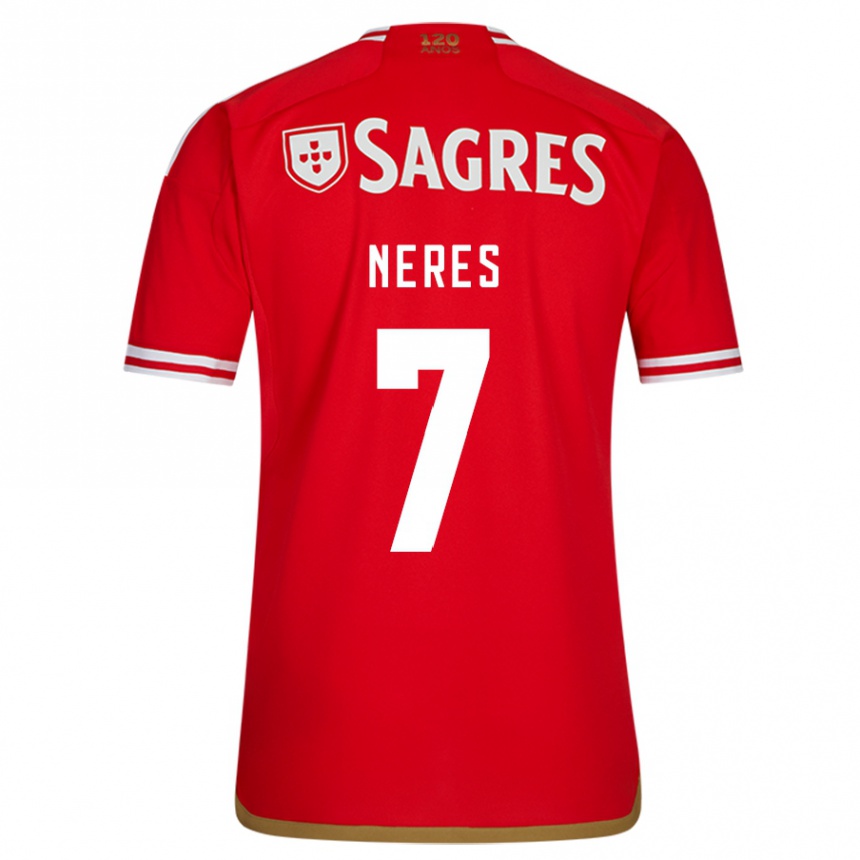 キッズフットボールダヴィド・ネレス#7赤ホームシャツ2023/24ジャージーユニフォーム