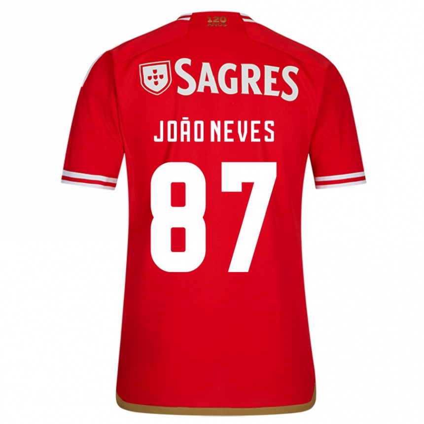 キッズフットボールジョアン・ネヴィス#87赤ホームシャツ2023/24ジャージーユニフォーム