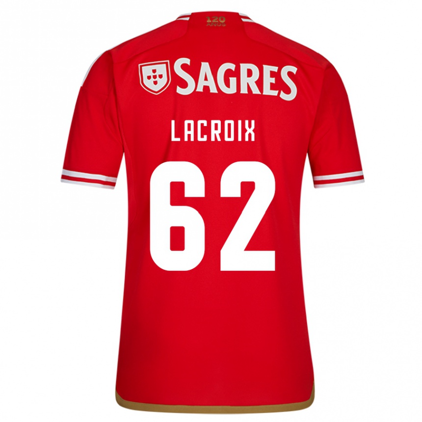 キッズフットボールレニー・ラクロワ#62赤ホームシャツ2023/24ジャージーユニフォーム