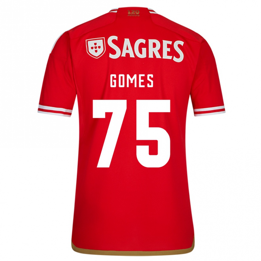 キッズフットボールアンドレ・ゴメス#75赤ホームシャツ2023/24ジャージーユニフォーム