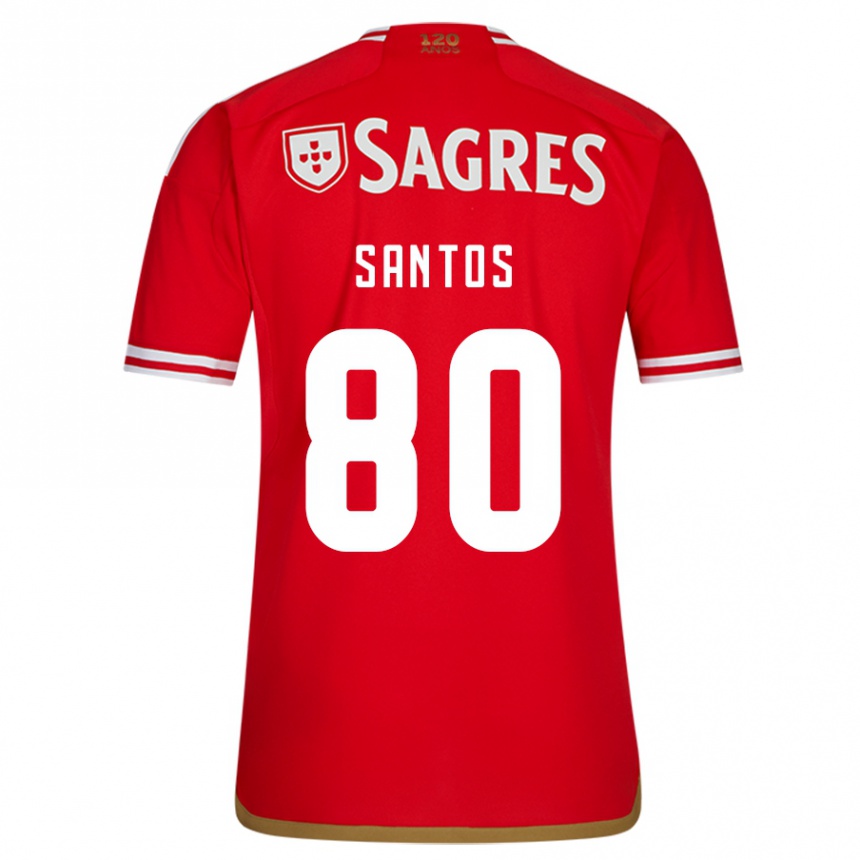 キッズフットボールペドロ・サントス#80赤ホームシャツ2023/24ジャージーユニフォーム