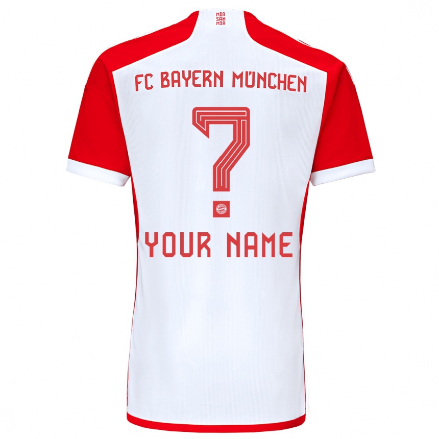 キッズフットボールあなたの名前#0赤白ホームシャツ2023/24ジャージーユニフォーム