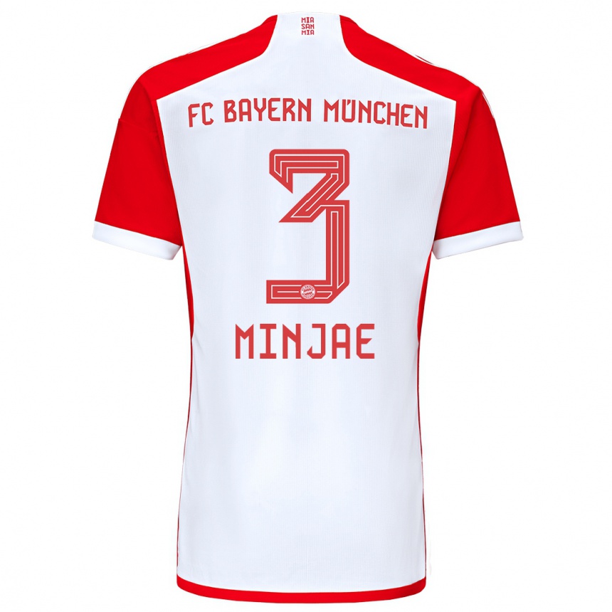 キッズフットボールキム・ミンジェ#3赤白ホームシャツ2023/24ジャージーユニフォーム