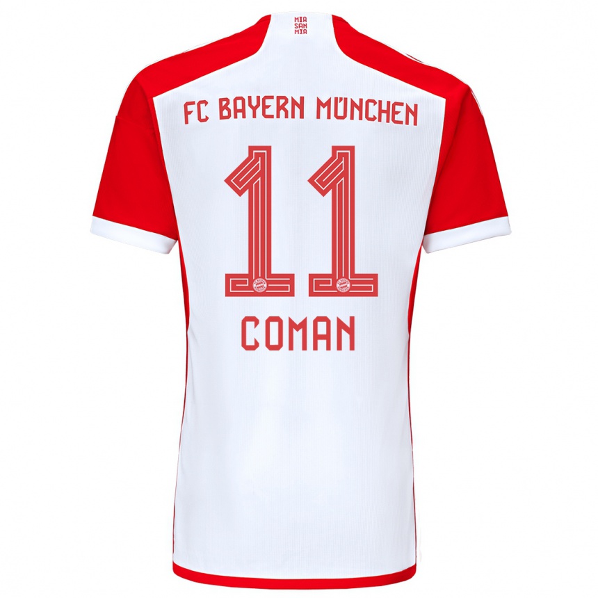 キッズフットボールキングスレイ・コマン#11赤白ホームシャツ2023/24ジャージーユニフォーム