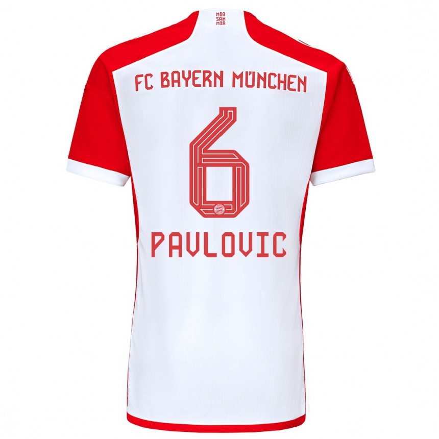 キッズフットボールアレクサンダル・パブロビッチ#6赤白ホームシャツ2023/24ジャージーユニフォーム