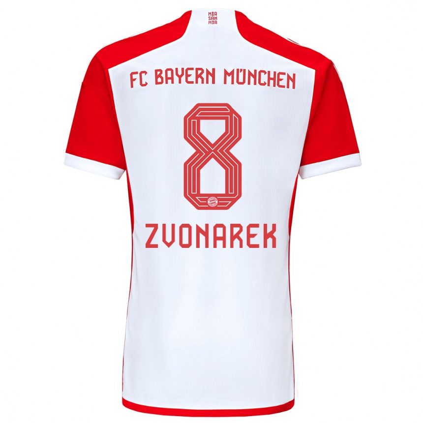 キッズフットボールロブロ・ズボナレク#8赤白ホームシャツ2023/24ジャージーユニフォーム