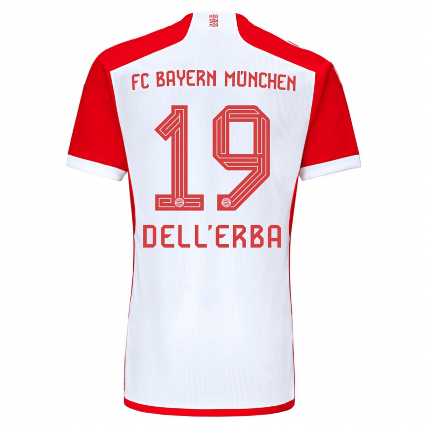 キッズフットボールダヴィデ・デレルバ#19赤白ホームシャツ2023/24ジャージーユニフォーム